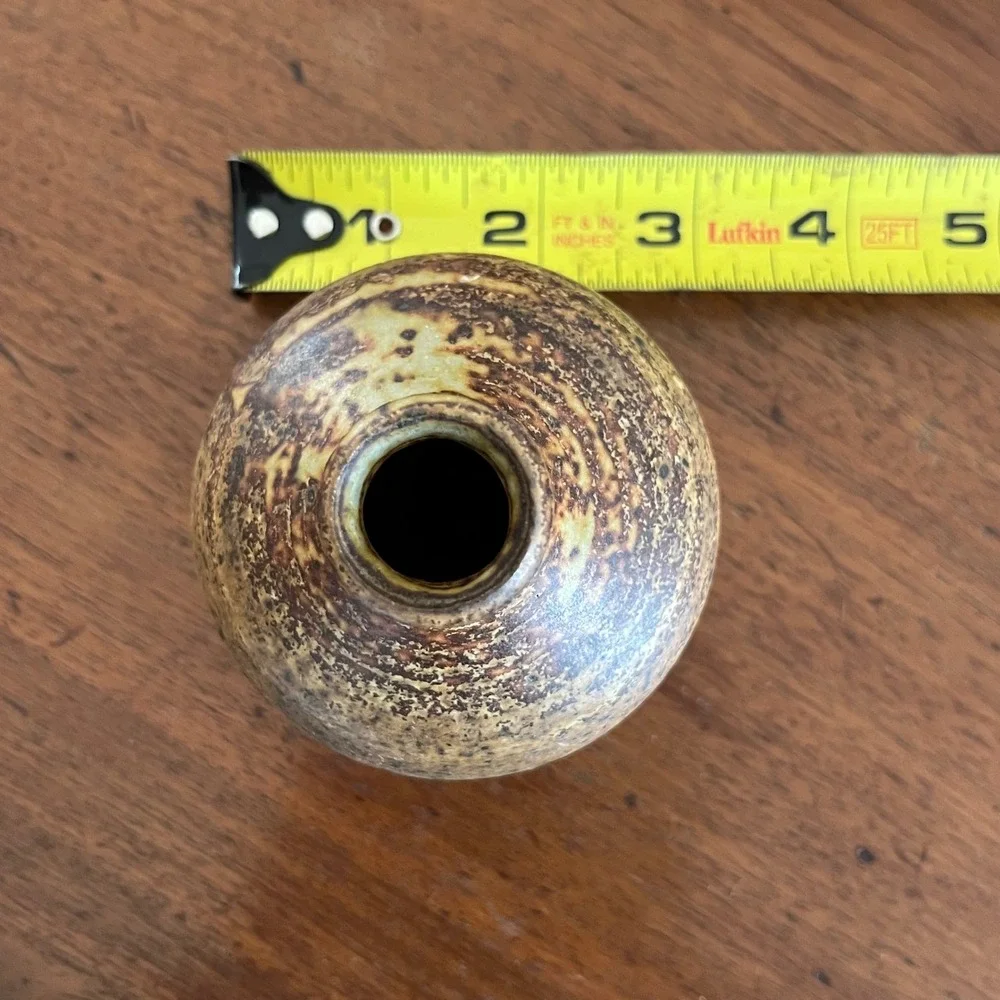 Vintage Studio Pottery Miniature Bud Vase Tiny Speckled Ceramic Bud